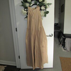Maxi Linen Keyhole Tan Dress